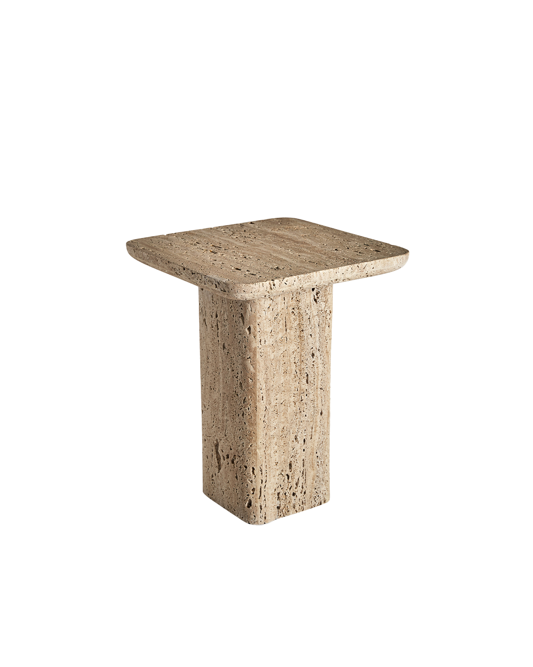 Mesa de Apoio Quadrada em Mármore (46x46cm) Travertino