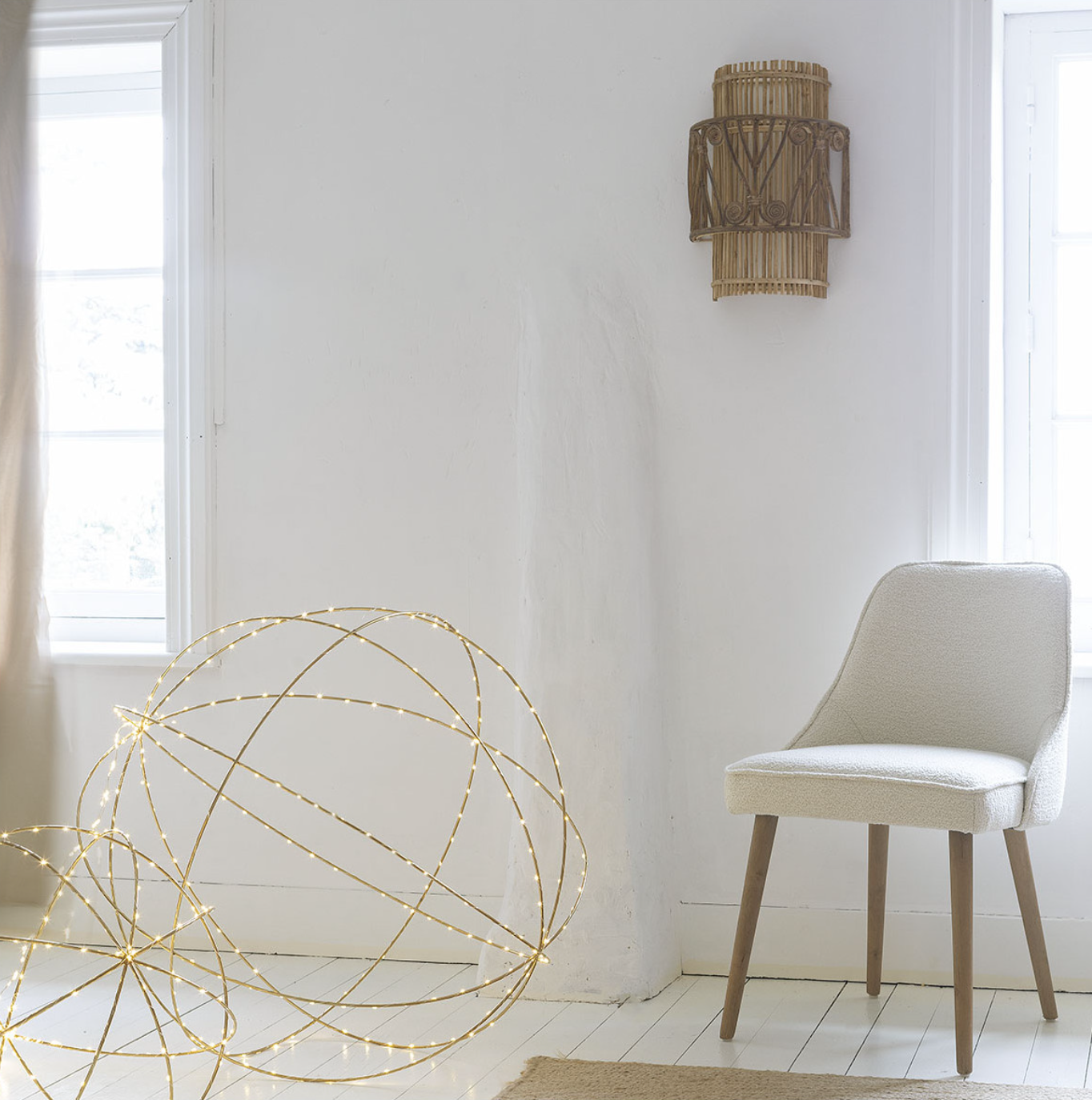 Candeeiro de Parede  em Rattan e Ferro Garance