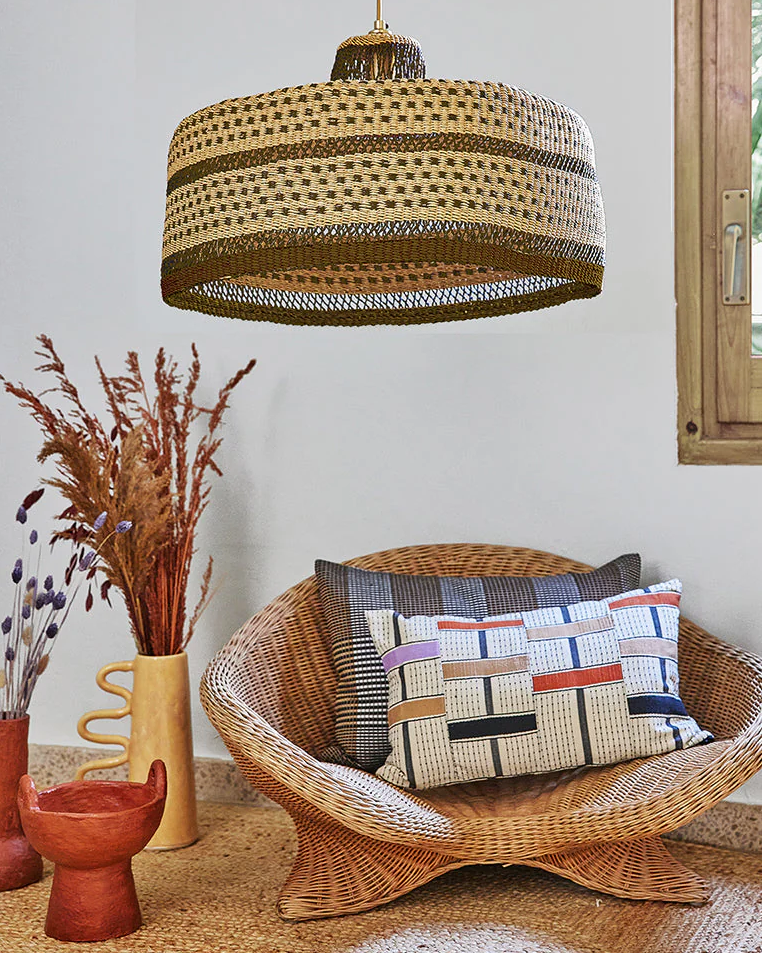 Candeeiro em Fibra Natural Deeply Dots Candeeiros de Teto Golden Editions