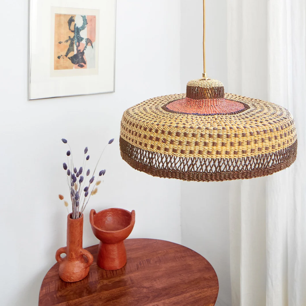 Candeeiro em Fibra Natural Deeply Dots Candeeiros de Teto Golden Editions