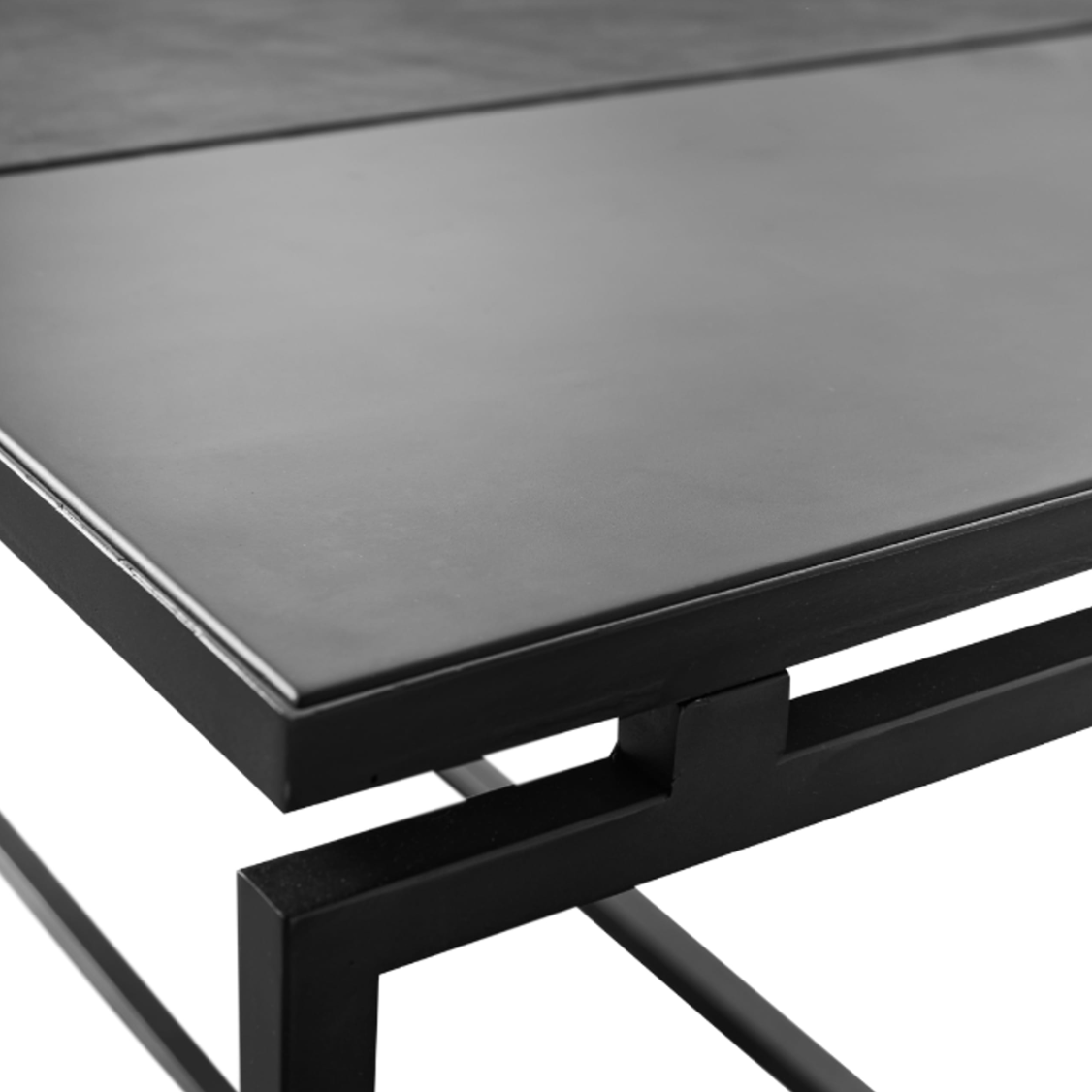 Mesa de Centro em Metal e Couro (120cm) Austin