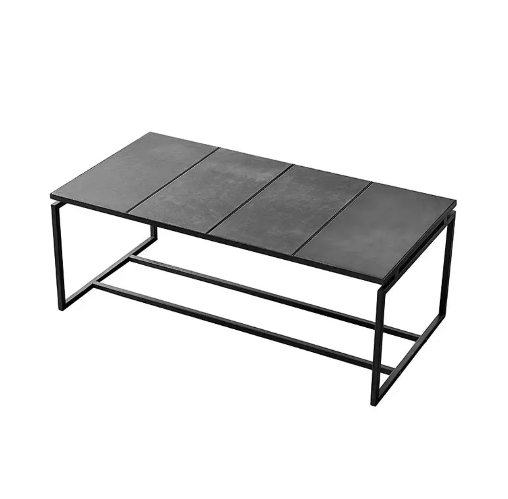 Mesa de Centro em Metal e Couro (120cm) Austin