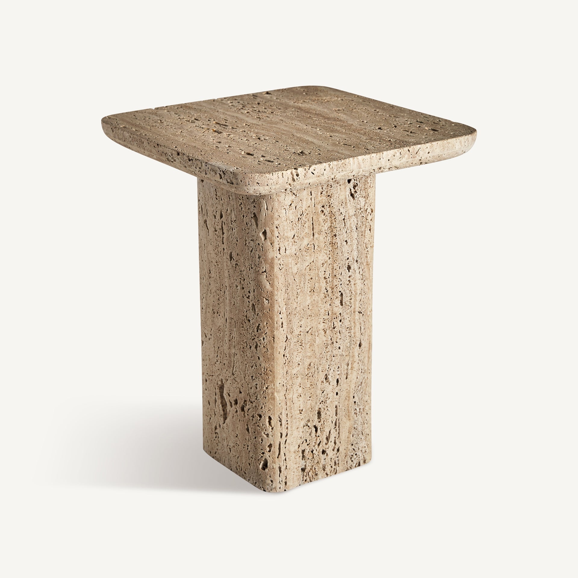 Mesa de Apoio Quadrada em Mármore (46x46cm) Travertino