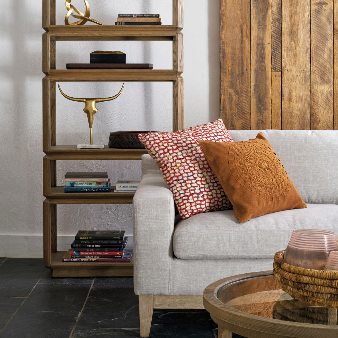 Armchair in Beige Fabric and Leonor Wood