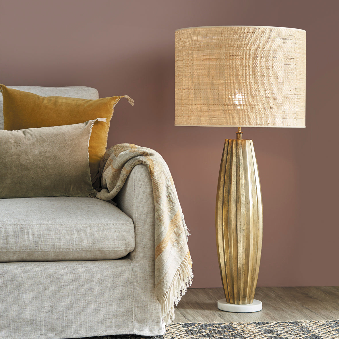 3-Seater Sofa in Beige Fabric (230cm) Angie