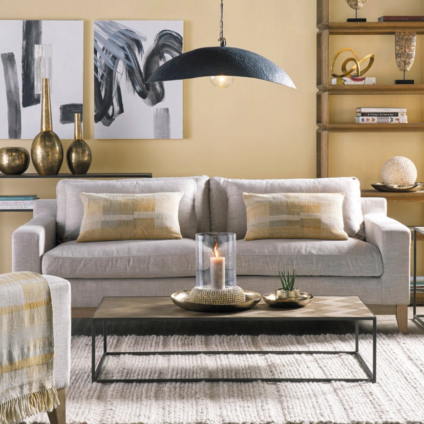 3-Seater Sofa in Beige Fabric (220cm) Leonor
