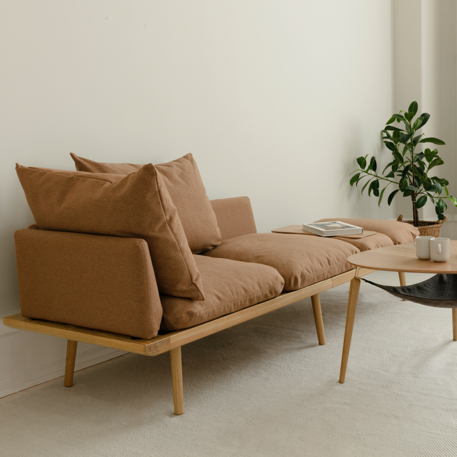 2-seater sofa in wood and fabric (230cm) Lounge Around