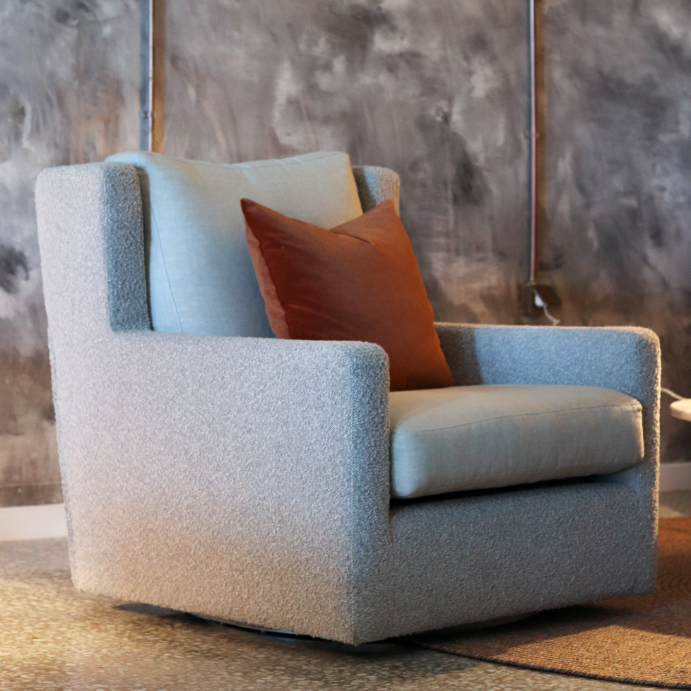 Ginger Bouclé Fabric Swivel Armchair