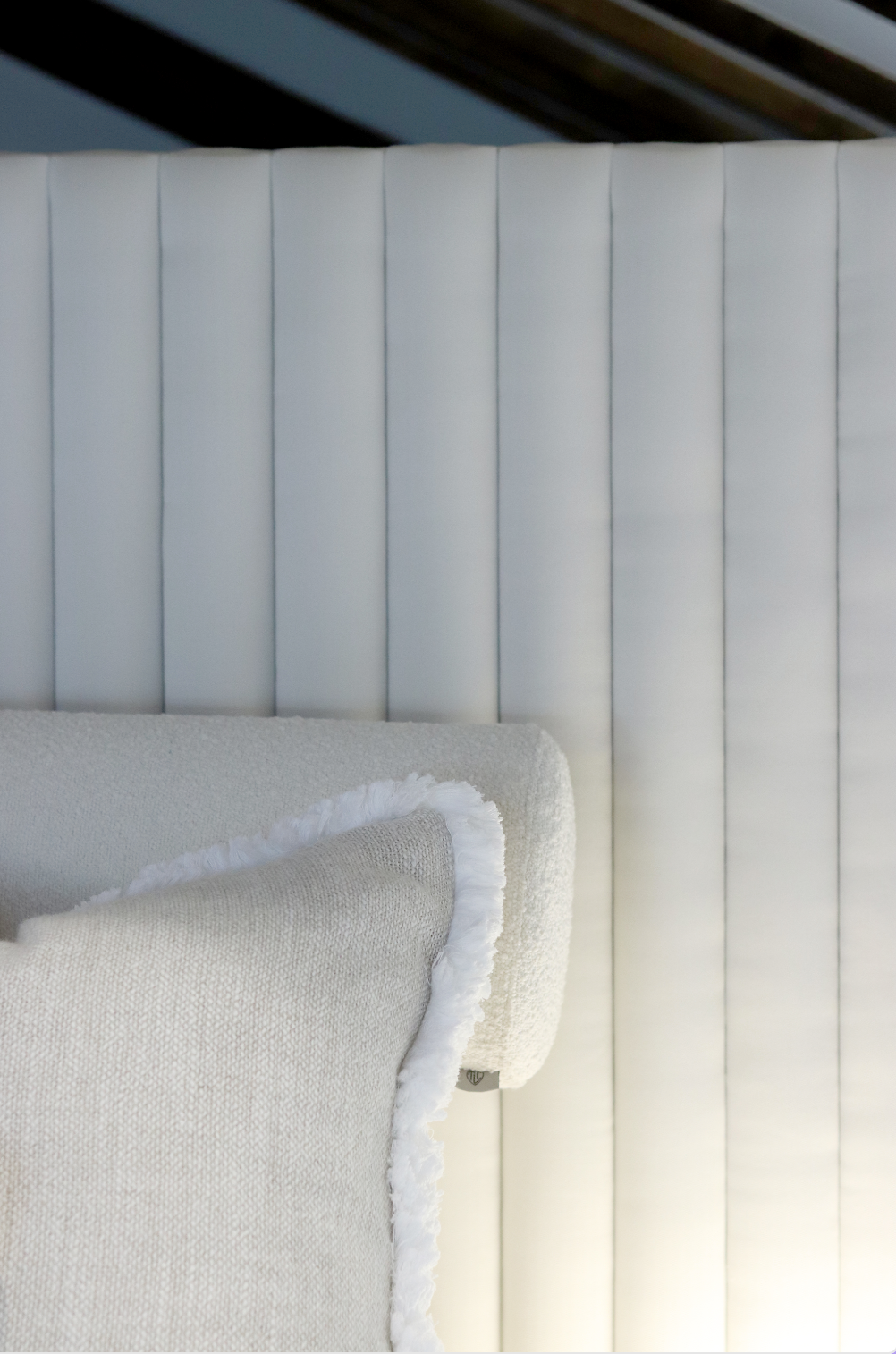 Cabeceira de Cama em Veludo Branco Fluted