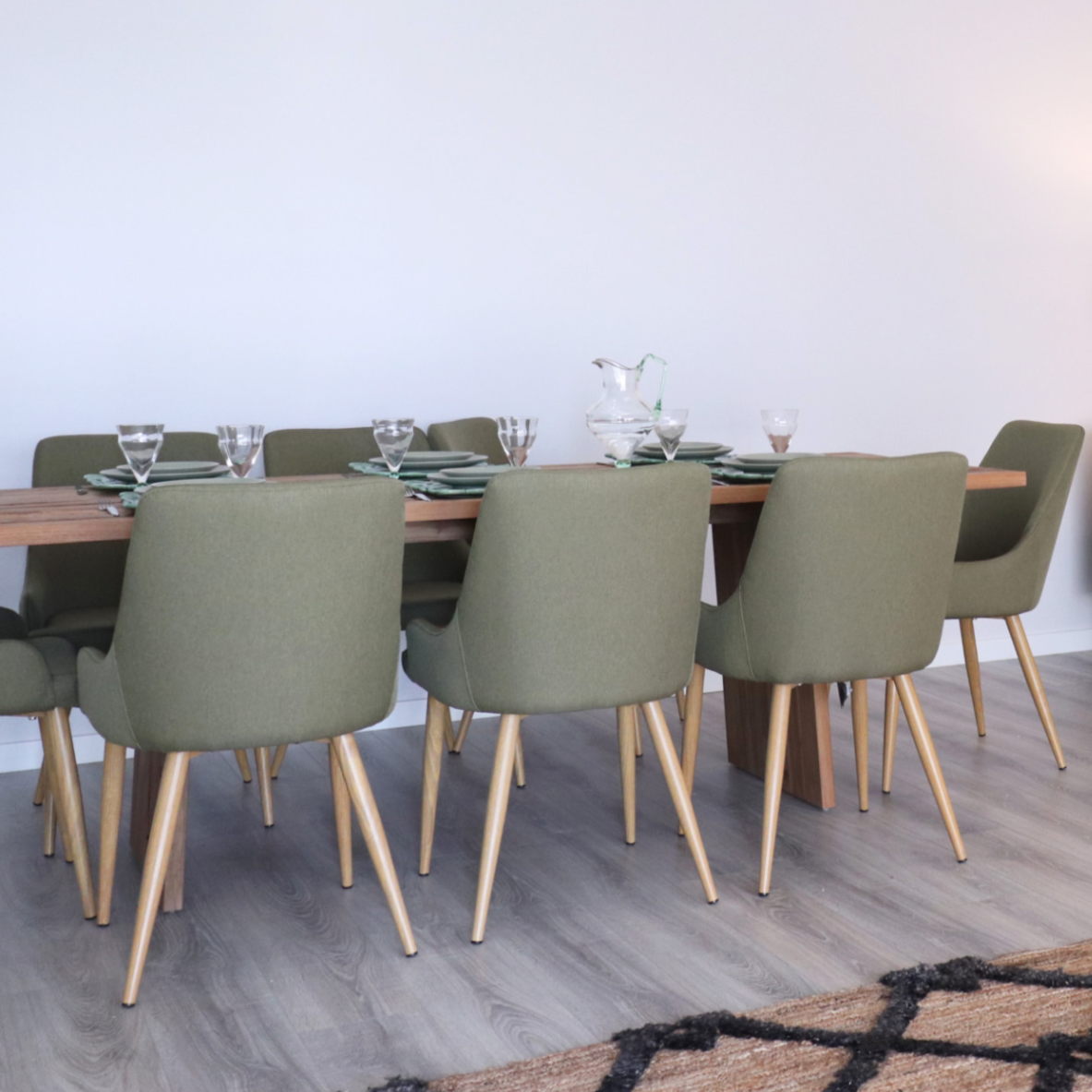 Plaza Customizable Green Wood and Fabric Chair