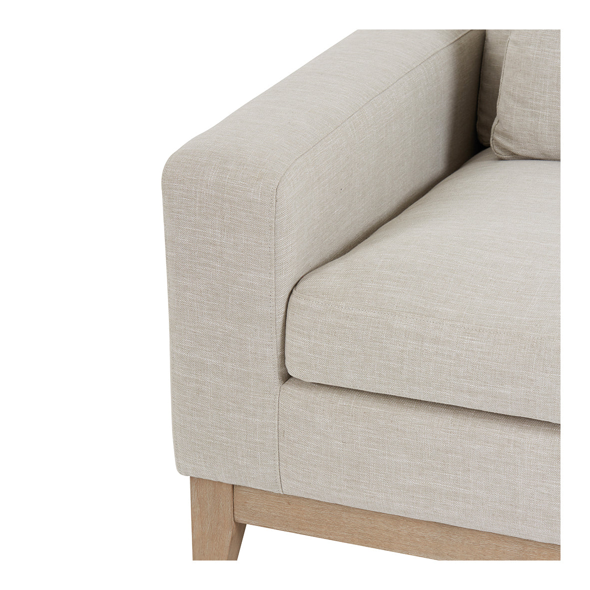 Armchair in Beige Fabric and Leonor Wood