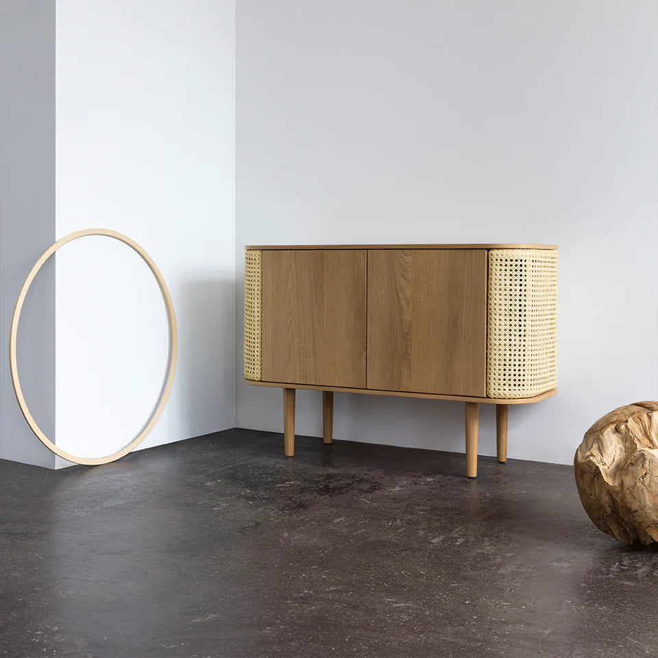 Treasures 2-Door Sideboard in Wood and Rattan