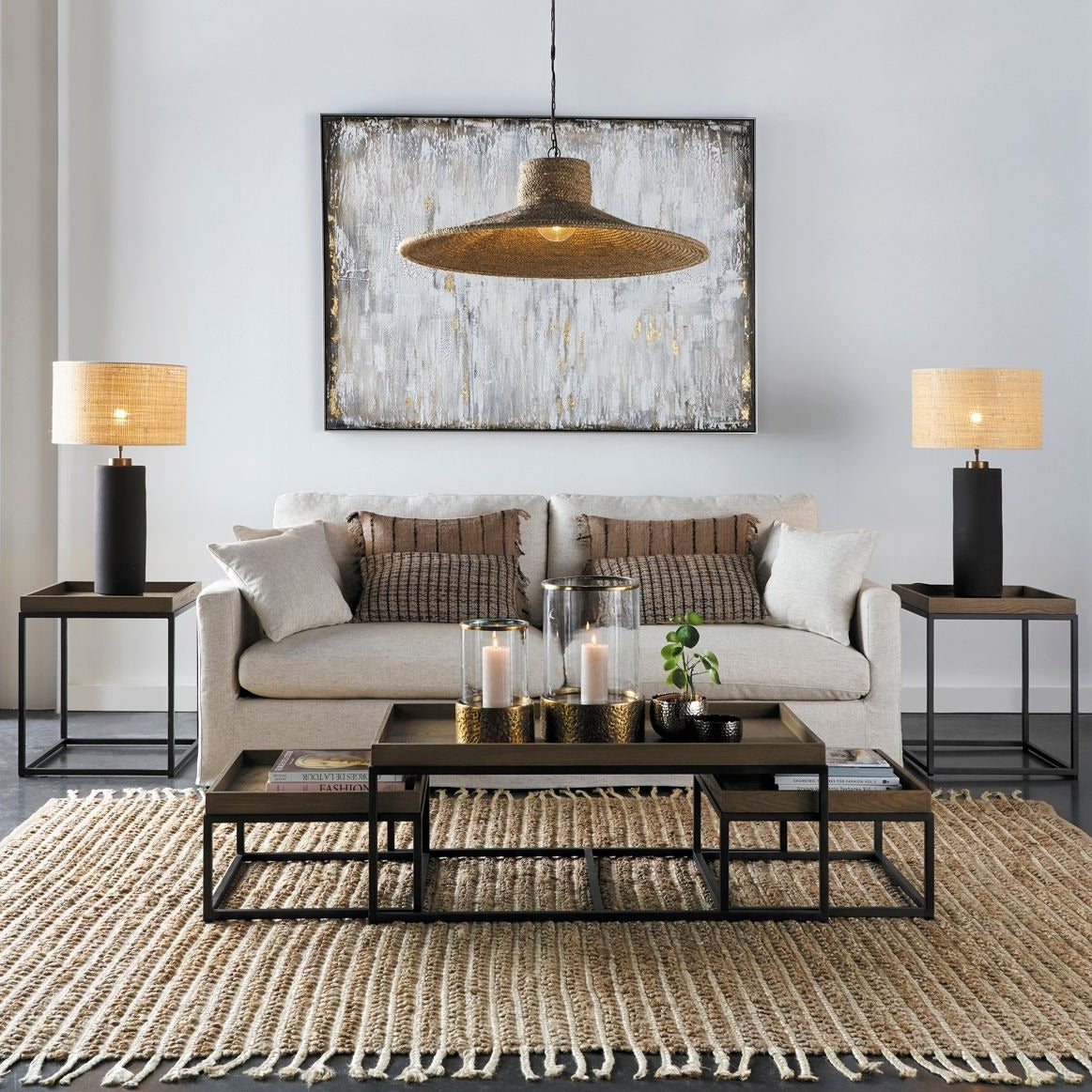 3-Seater Sofa in Beige Fabric (230cm) Angie