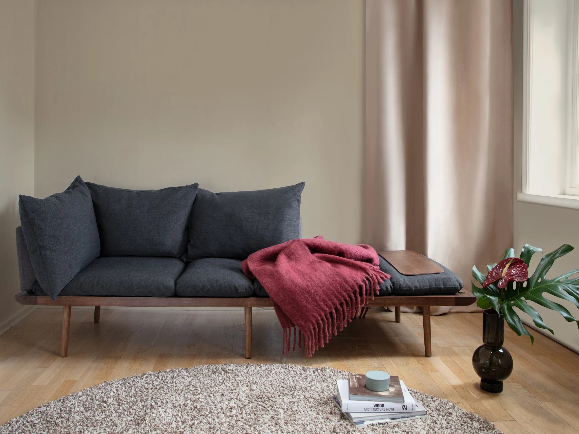 2-seater sofa in wood and fabric (230cm) Lounge Around
