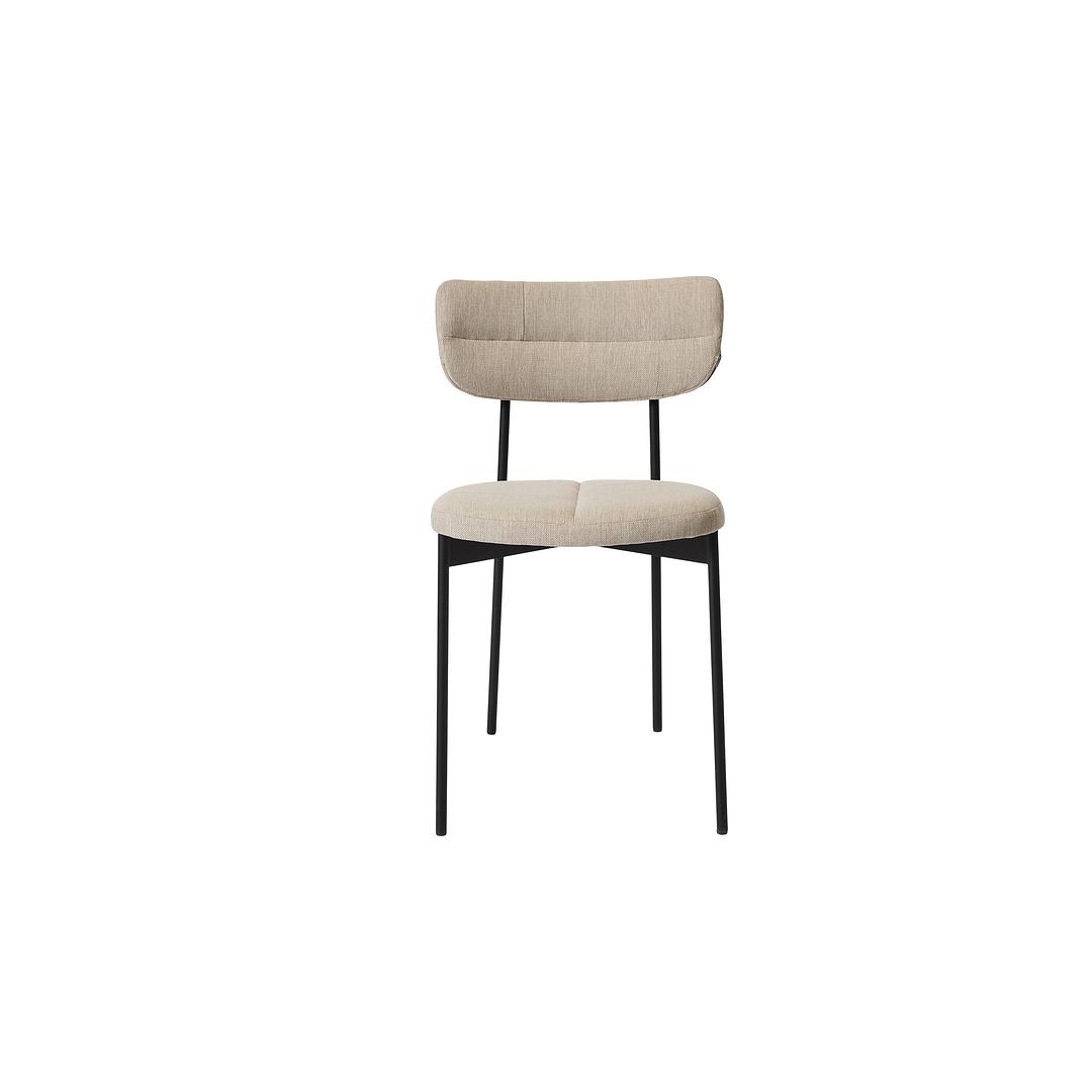 Chair in Wood and Tetra Grey Fabric