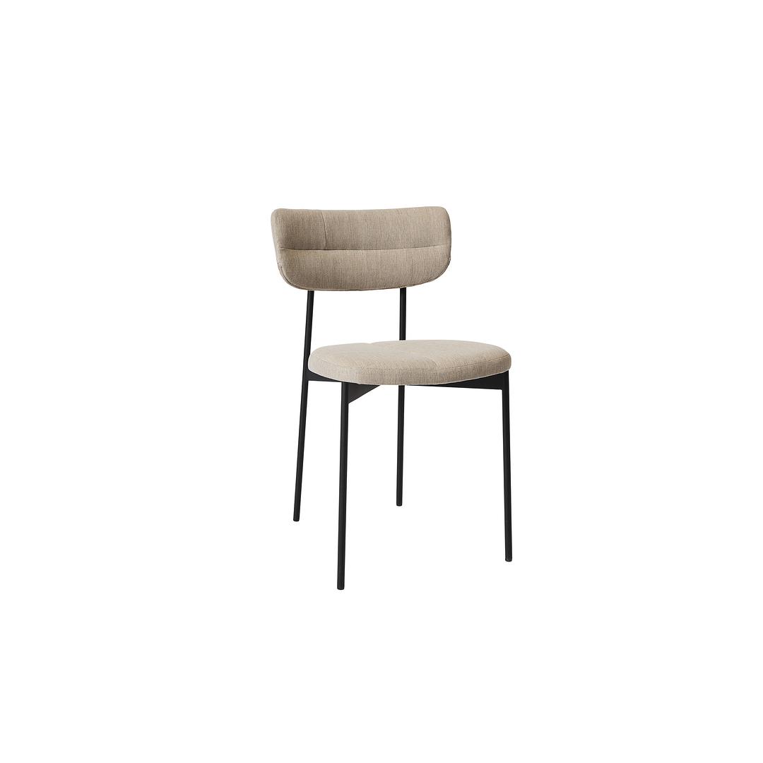 Chair in Wood and Tetra Grey Fabric