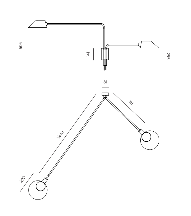 Aplique de Parede Duplo em Metal Duo