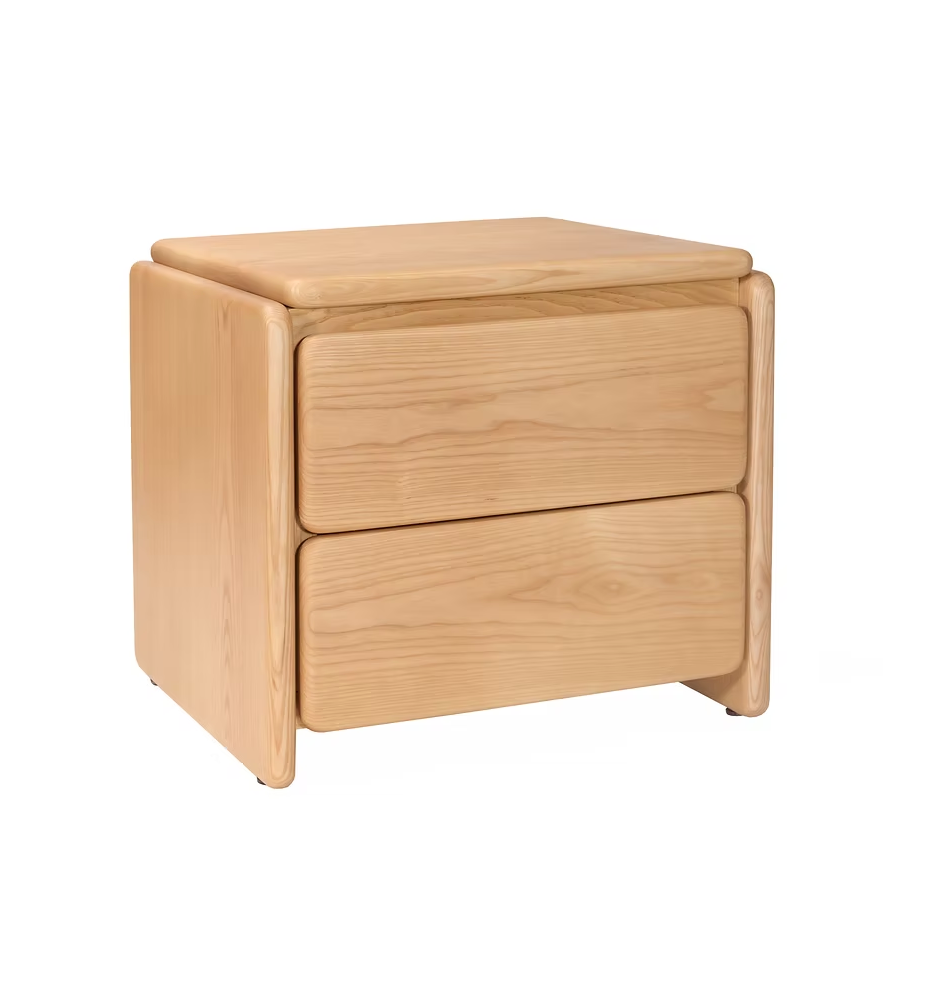 Mari Lacquered Wood Bedside Table with 2 Drawers
