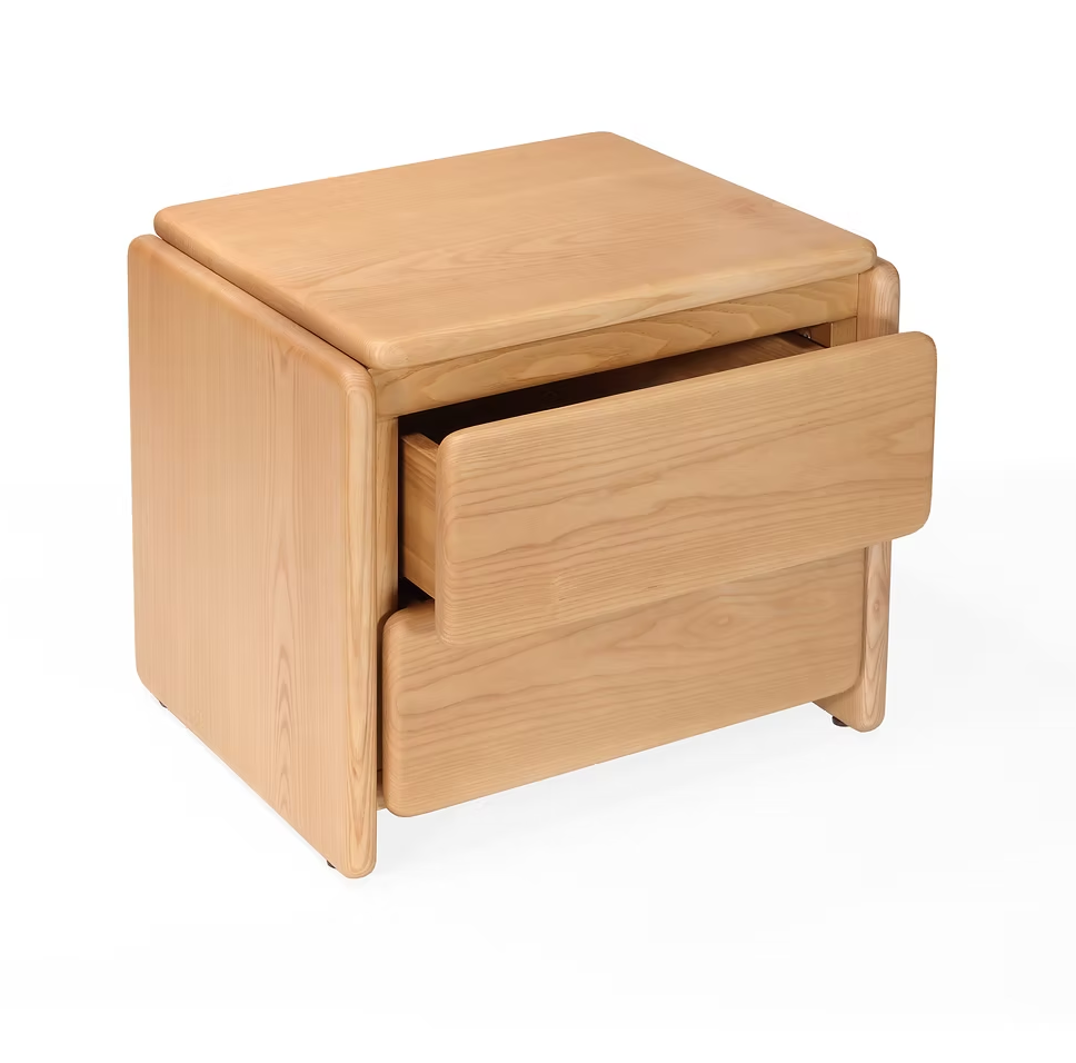 Mari Lacquered Wood Bedside Table with 2 Drawers