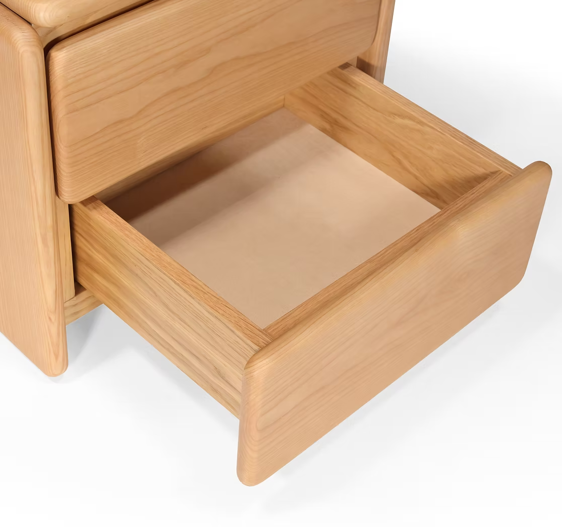 Mari Lacquered Wood Bedside Table with 2 Drawers