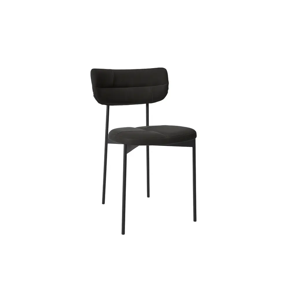 Chair in Wood and Tetra Grey Fabric