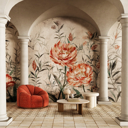 Floral wallpaper mural