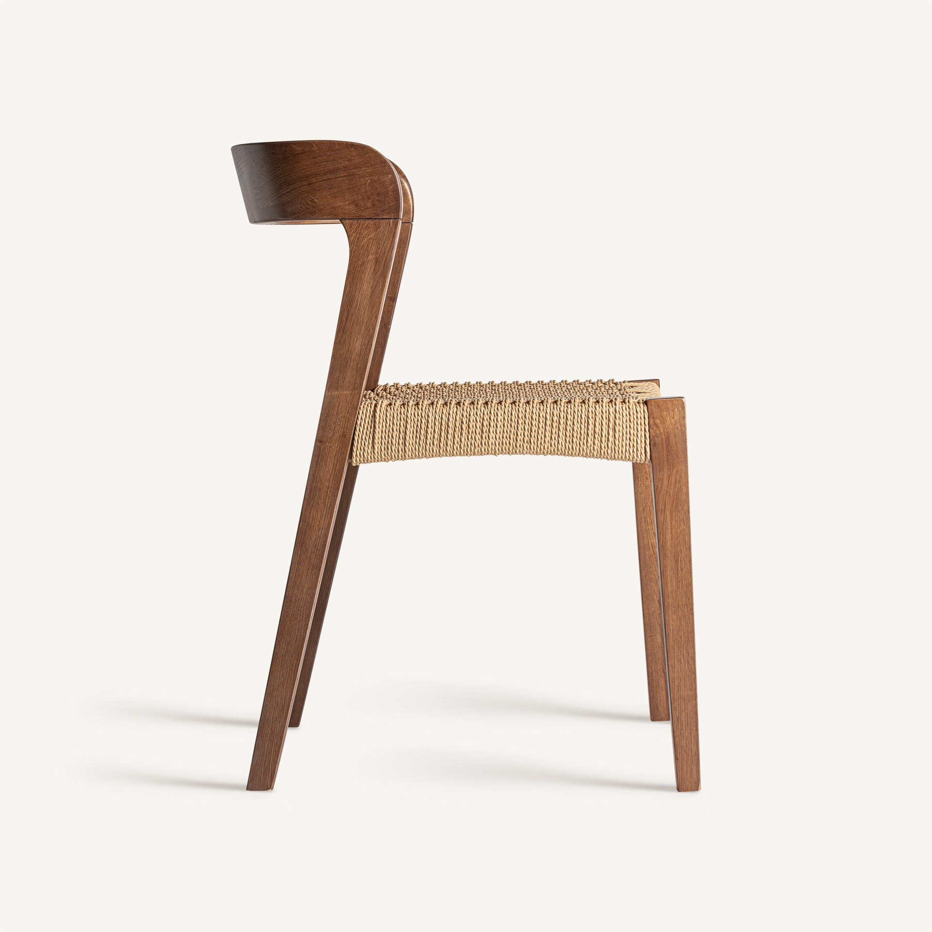 Chair in Wood and Tetra Grey Fabric