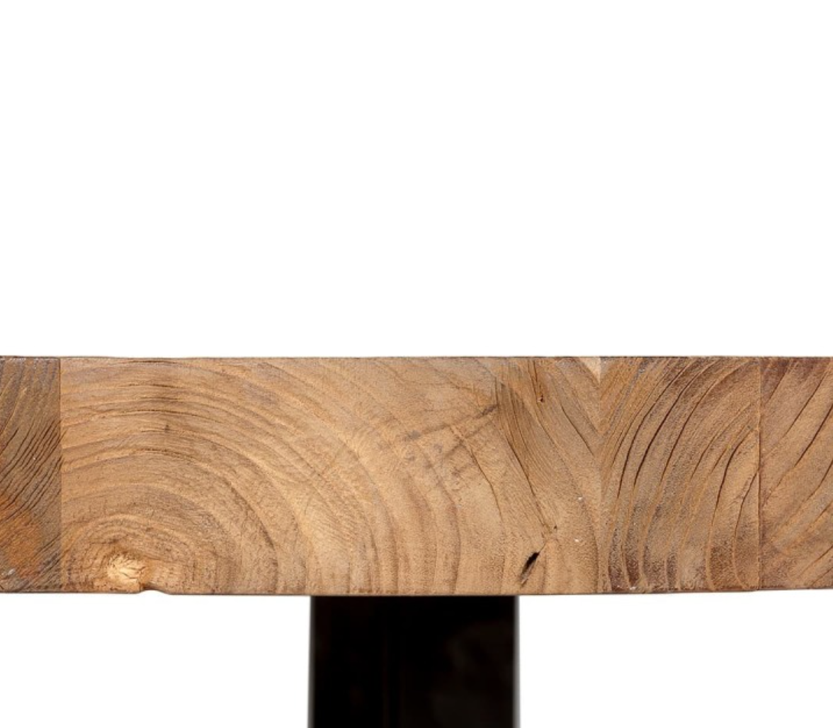 Jati II Round Dining Table in Wood and Iron
