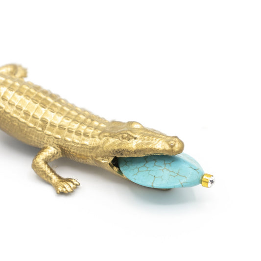 Gold Crocodile Brooch