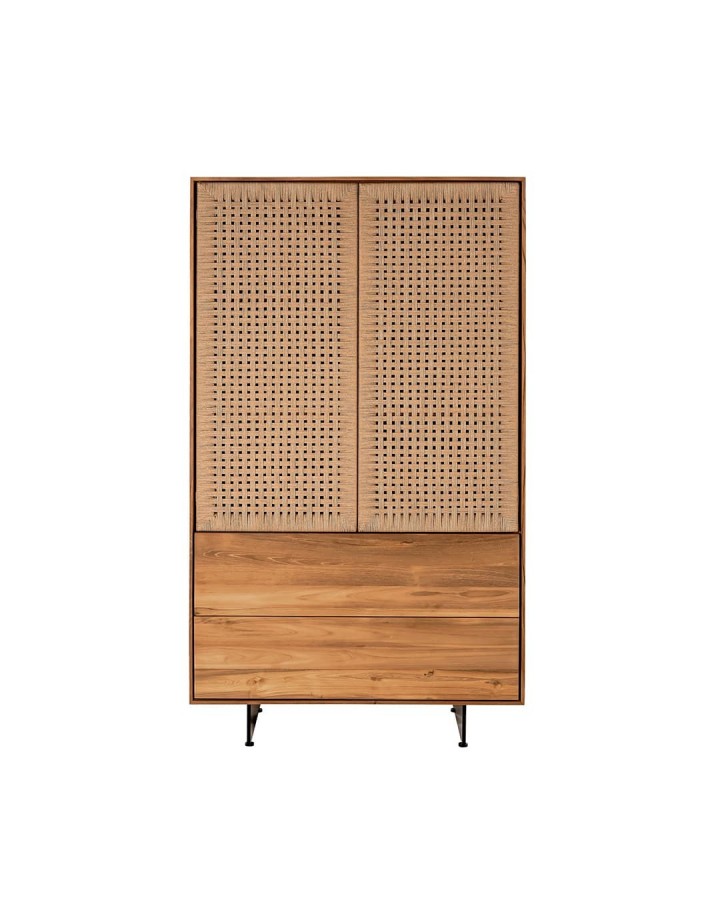 Tall Wooden Cabinet with Cora Rope Doors