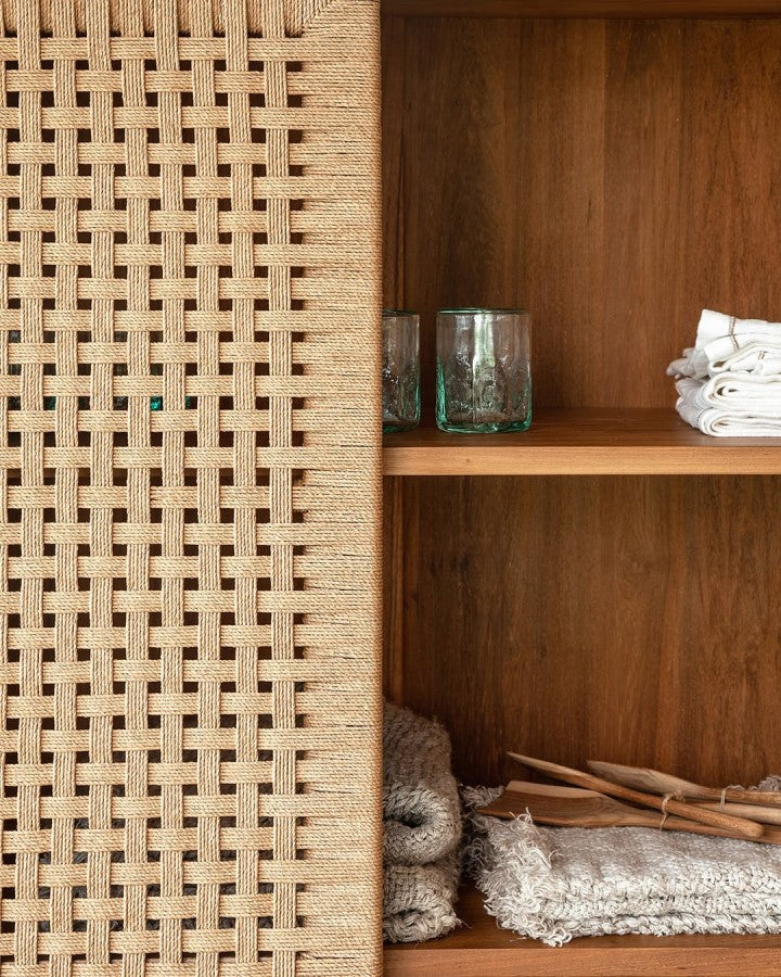 Tall Wooden Cabinet with Cora Rope Doors